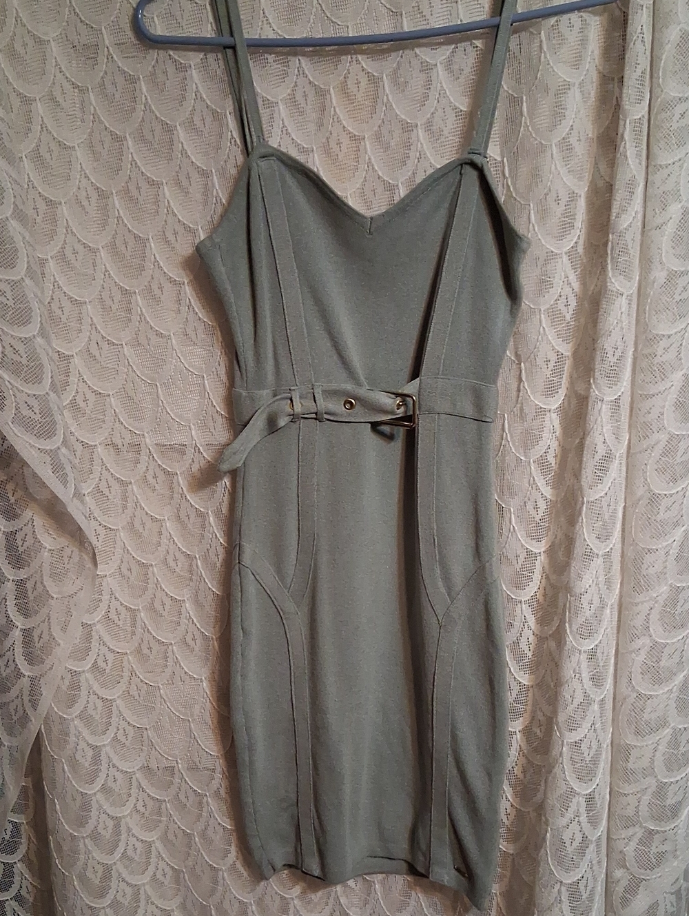 Guess Sage Green Sleeveless Mini Dress with Belt